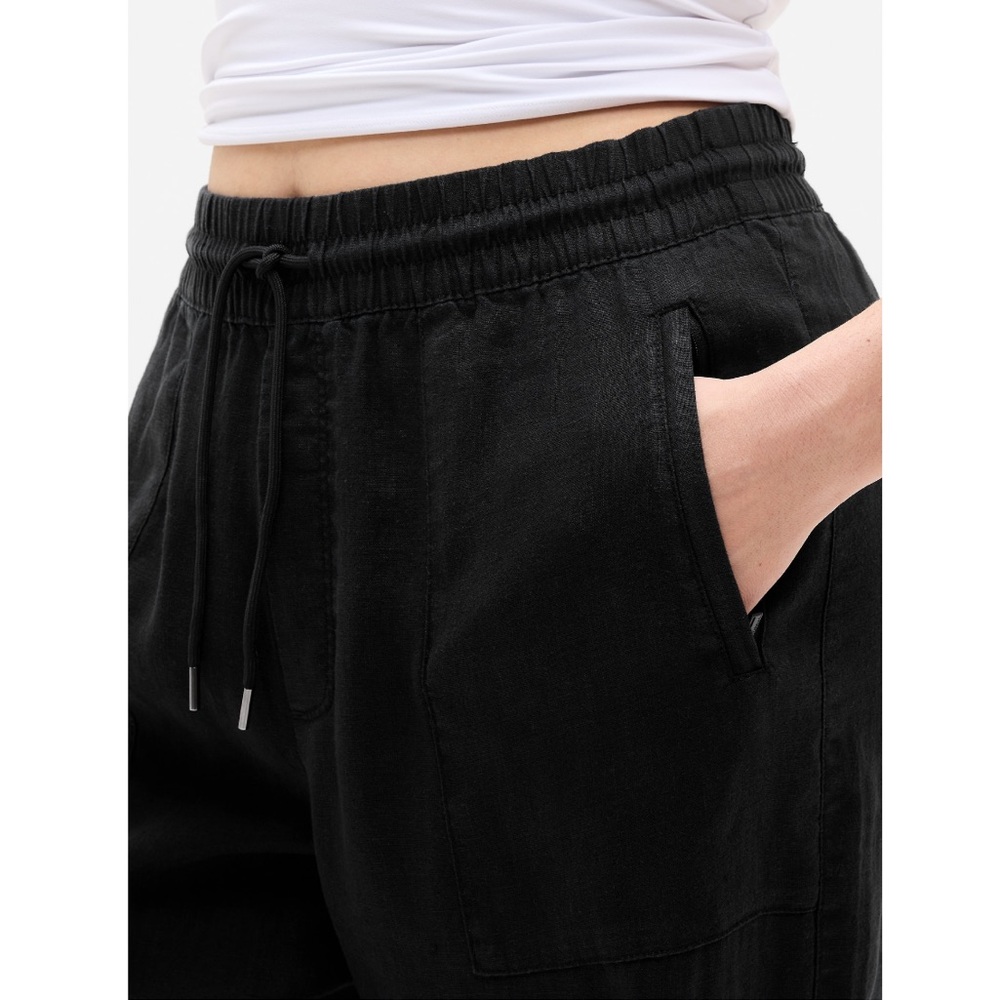 NWT Athleta Retreat Linen High Rise Wide-Leg Pant | Black - Picture 5 of 11